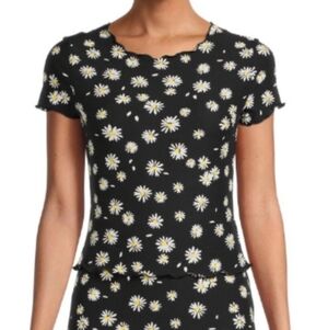 NOBO Baby Tee & Skirt Size 3/5 Daisy's & Black 2 Piece Set